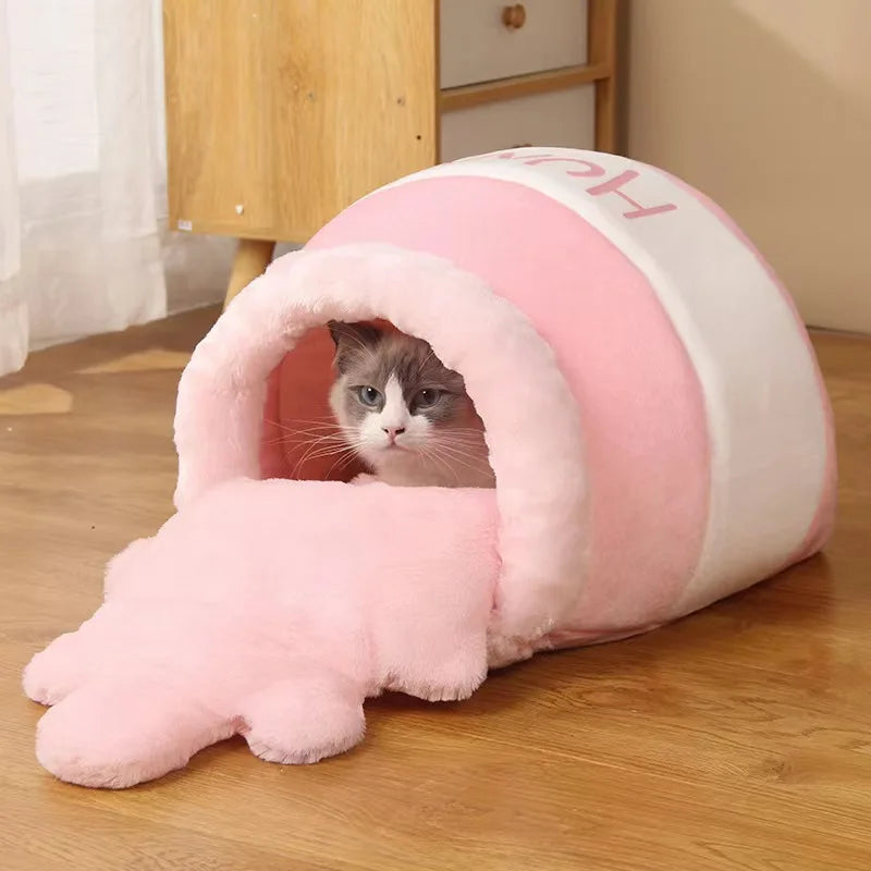 Miękkie legowisko dla kota z pluszu 💤🐱