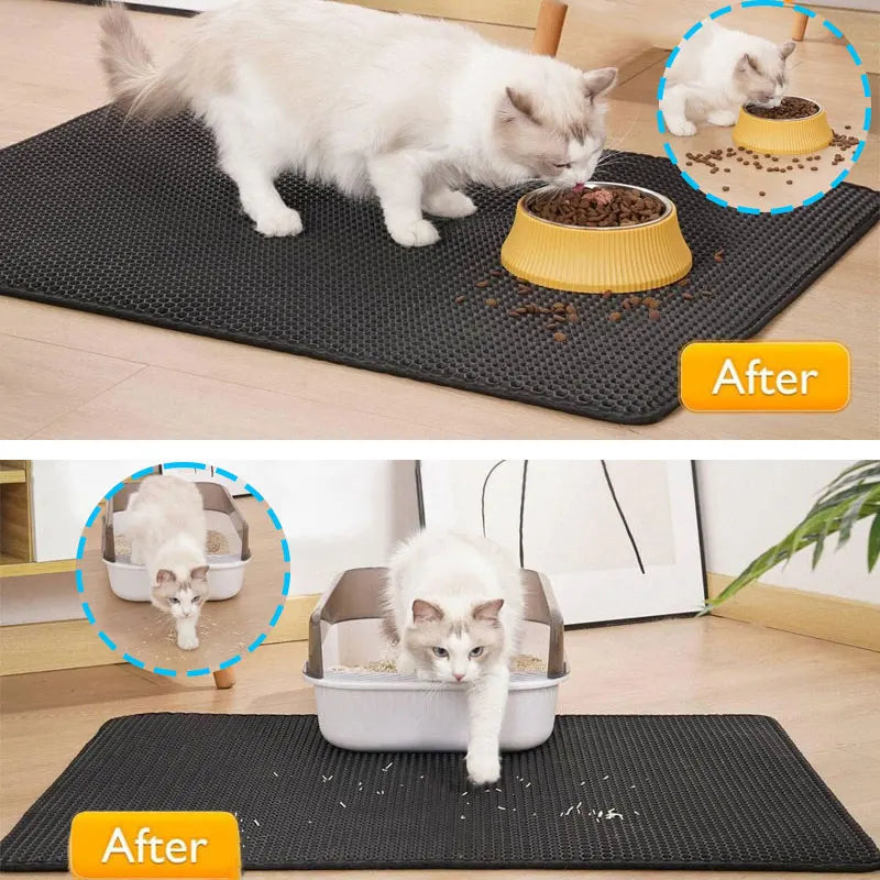 Wodoodporna mata dla kota – podwójna warstwa zatrzymująca żwirek 🐾