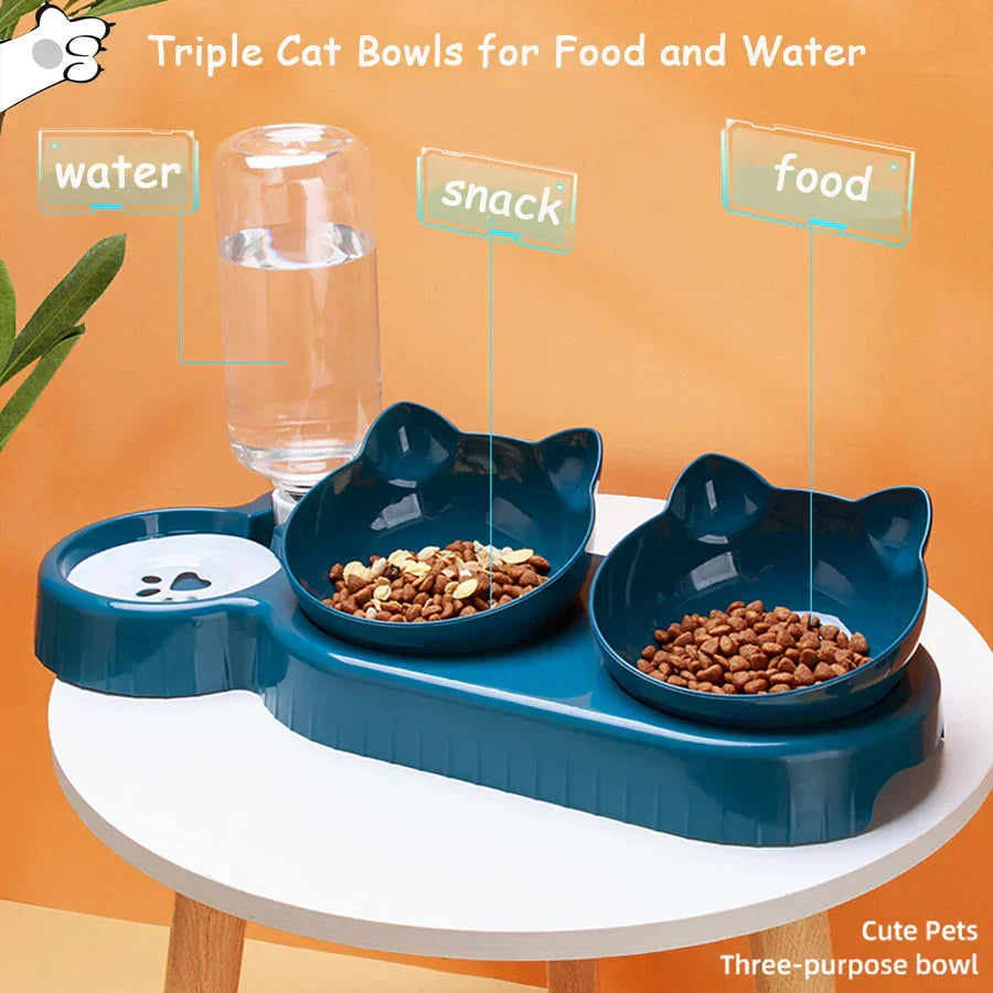 🐾 Podajnik dla kota 2w1 z butelką – miska na karmę i wodę 💧🍖