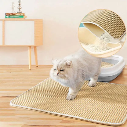 Wodoodporna mata dla kota – podwójna warstwa zatrzymująca żwirek 🐾