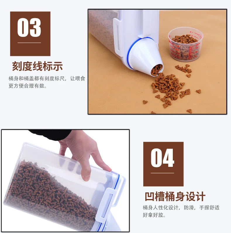 Cat Dog Food Storage Container Sealed Moisture-proof Plastic Tank Pet Food Container with Lids Sealing Box Kitchen Grain Boxes